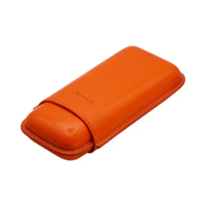 Jemar Orange Leather Cigar Case – 2 Robusto