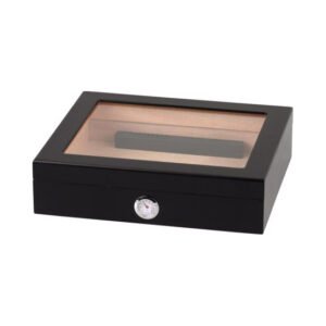 Matte Black Humidor with Glass Top for 20 cigars