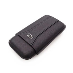 VSB Black Leather Cigar Case – 3 Robusto