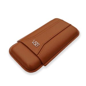 VSB Brown Leather Cigar Case – 3 Robusto