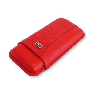 VSB Red Leather Cigar Case – 3 Robusto
