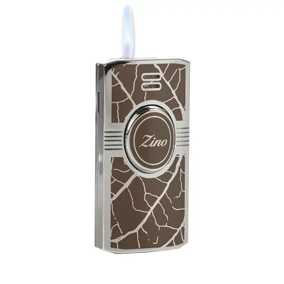 Zino Graphic Leaf Single Jet Flame Cigar Lighter – Brown